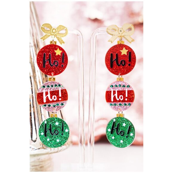 Boho Beaded Christmas Holiday Headband & Matching Acrylic Sparkle Earrings Gift - Picture 7 of 16